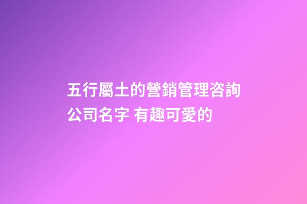 五行屬土的營銷管理咨詢公司名字 有趣可愛的-第1張-公司起名-玄機派